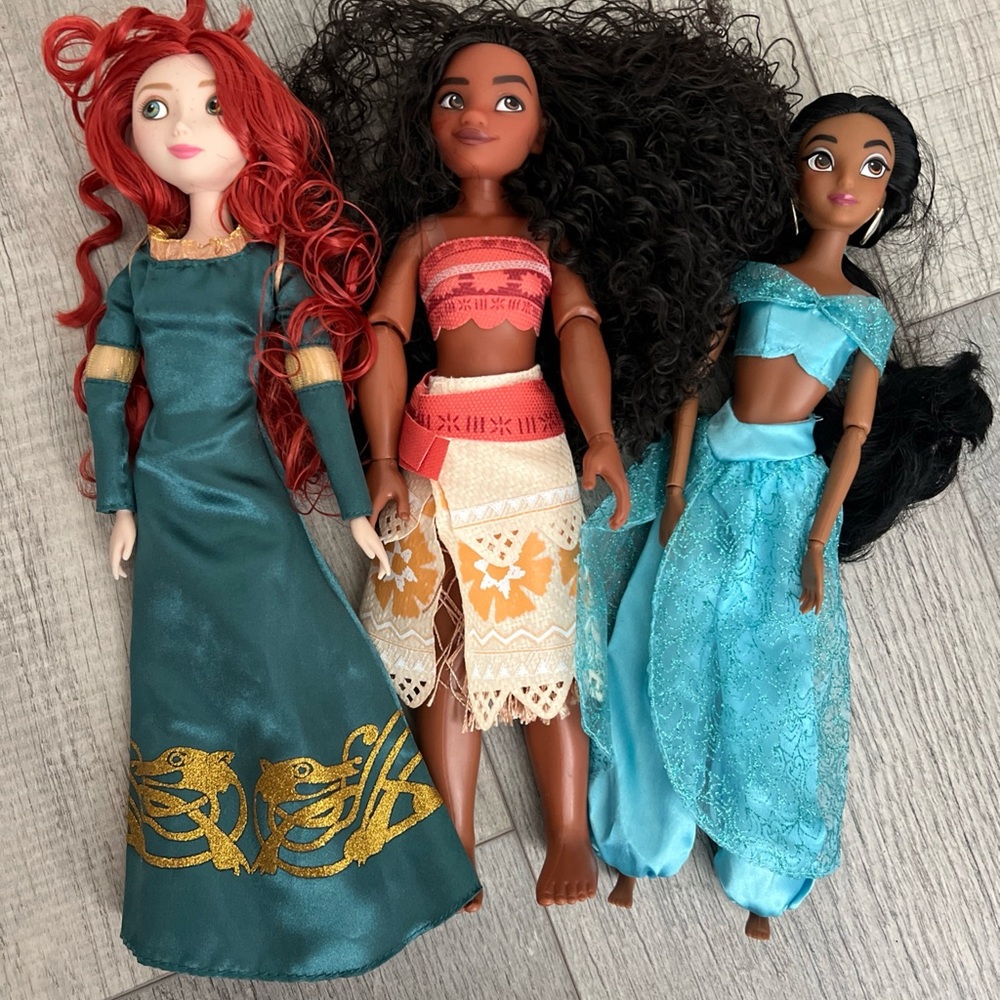 Disney Princess Doll Set - Moana, Jasmine, and Merida